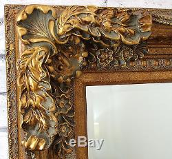 Louis Extra Large Ornate Carved French Frame Wall Leaner Mirror Gold 47 X 69
