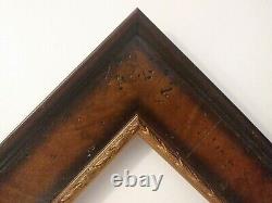 14 X 18 STD PICTURE FRAME 3 WIDE WALNUT PANEL with GOLD LIP with GLAZING BACKING