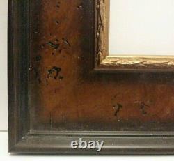 14 X 18 STD PICTURE FRAME 3 WIDE WALNUT PANEL with GOLD LIP with GLAZING BACKING
