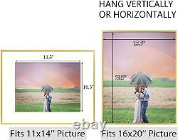 16X20 Aluminum Metal Frame with Ivory Color Mat for 11X14 Photo Wall Mountin