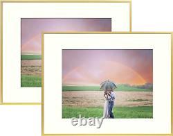 16X20 Aluminum Metal Frame with Ivory Color Mat for 11X14 Photo Wall Mountin