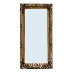 173x87cm Embossed Wooden Frame Wall Mirror Home Deco Full Length Dressing Mirror