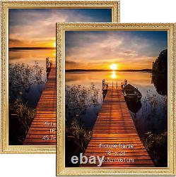 18X24 Picture Frames Set of 2, Vintage Gold 18 X 24 Poster Frame for Wall Hangin