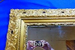 19th Century Gold Gilt and Gesso Wood Frame Wall Mirror with Foliate Design
