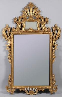 19th Century Italian Rococo Large Giltwood Wall Mirror
