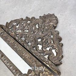 19th century French Pareclose Wall Mirror Repousse Emboss Gilded brass Frame