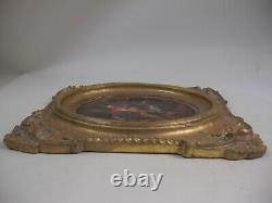 1of2 FRENCH PASTORAL SCENE Gold Gilt Wall Plaque Frame Victorian Grand Tour Styl