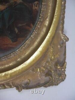 1of2 FRENCH PASTORAL SCENE Gold Gilt Wall Plaque Frame Victorian Grand Tour Styl