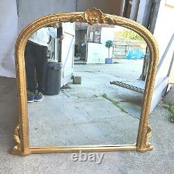 20thC, large, dome top, carved, gold, gilt, overmantle, mirror, 4' x 4'4, wall mirror