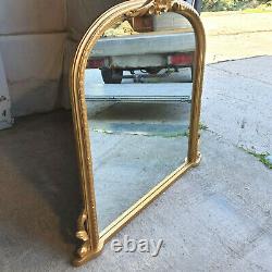 20thC, large, dome top, carved, gold, gilt, overmantle, mirror, 4' x 4'4, wall mirror