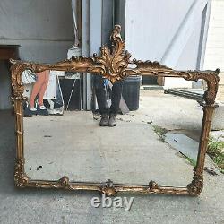 20thC, ornate, gold, gilt, overmantle, rococo, foliate, mirror, 82cm x 95cm, wall mirror