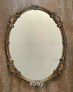 22 x 29 Vintage Mirror oval Gold Hollywood Regency antique Gilt frame wall
