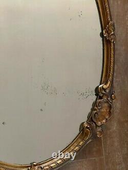 22 x 29 Vintage Mirror oval Gold Hollywood Regency antique Gilt frame wall
