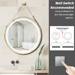 24 Gold Aluminum Framed LED Bathroom Mirror Brightness Adjustable Salon Makeup