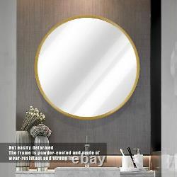 24 Wall-Mounted Iron Frame Round Mirror Bathroom Decor Black/Gold Hanging Decor