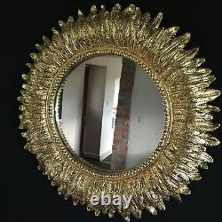 24k Gold Leaf Hand Gilded Antique Effect Ornate Feather Wall Mirror