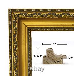 2 Picture Frame, Gold Ornate Vintage Molding Antique, Wood & Gesso, Open Frame
