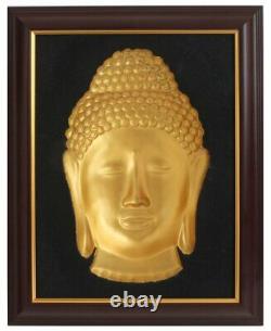 3D Golden Buddha Face Concave Wall Hanging 19 X 15 With Frame Made In Vietnam