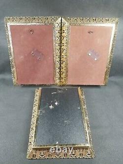 3 Exquisite Vintage Gold Tone Filigree Ornate Metal Picture Frame 5X7 Tabletop