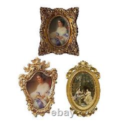 3 Set Classic French Style Photos Frame Carved Gold Picture Holder Wall Mounted
