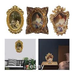 3 Set Photos Frame Carved Gold Hanging Wall Mounted Ornament Bathroom Places