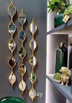 3 x Wavy Gold Wall Mirrors Decorative metal Long Slimline Hallwayinspo 146cm