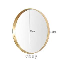 40-80cm Round Wall Mounted Home Bathroom Makeup Mirror Metal Frame Circle Decor