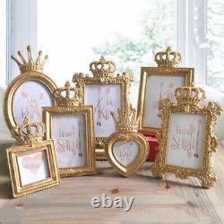 4Pcs Gold Baroque Luxury Crown Resin Photo Frame Home Table Wall Décor