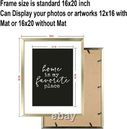 4 Pack 16X20 Gold Picture Frames Set Display Photos 12X16 with Mat or 16X20 with