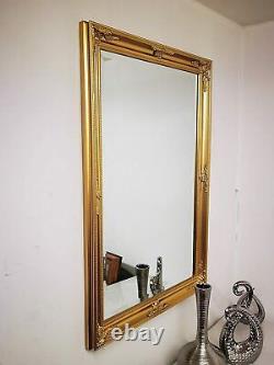 60X90cm Large Wooden Frame Ornate Wall Mirror Available in Gold Home