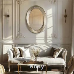 60x80cm Oval Beveled Wall Accent Mirror Vanity Antique Gold Frame Makeup Home De