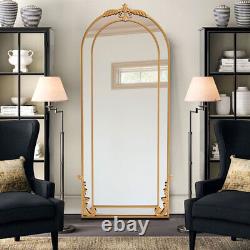6FT Gold Wall Mirror Metal Carved Frame Decorative Mirror HD Explosion-Proof UK