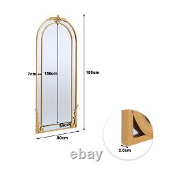 6FT Gold Wall Mirror Metal Carved Frame Decorative Mirror HD Explosion-Proof UK