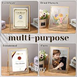 6 Pieces 5 X 7 Inch Gold Floating Frame Glass Picture Frame Bulk Metal Vintage P