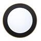 70Cm Ribbed Glass Metal Frame Gold Wall Mirror Black Round Home Décor Modern