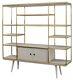 71 L Ivone Wall Unit Stainless Steel Frame, Gold Warm Brushed Oak Shelves, Ripp