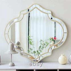 80x88cm Wall Mirror Art Irregular Venetian Mirrors with Golden Rim Elegant Line