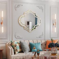 80x88cm Wall Mirror Art Irregular Venetian Mirrors with Golden Rim Elegant Line