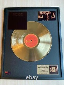 AC/DC Back In Black 1980 Custom 24k Gold Vinyl Record In Wall Hanging Frame