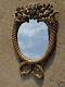 ANTIQUE 19thC CARVED HORN of PLENTY FRUIT ITALIAN WOOD FRAME WALL MIRROR as is