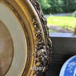 ANTIQUE Rococo Framed Portrait of French Lady, 18 Ornate Gilt Gesso Baroque