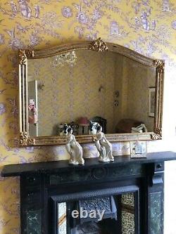 A Beautiful Large Vintage Gilt Framed Gold Ornate Overmantel Wall Mirror