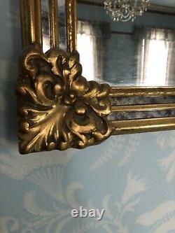 A Large Vintage Gilt Framed Gold Ornate Overmantel Wall Mirror
