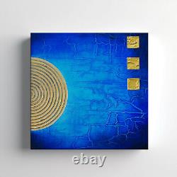 Abstract Blue Gold Canvas Print Wall Art, Stylish Home Decor Wall Hanging