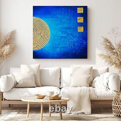 Abstract Blue Gold Canvas Print Wall Art, Stylish Home Decor Wall Hanging