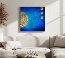 Abstract Blue Gold Canvas Print Wall Art, Stylish Home Decor Wall Hanging