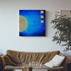 Abstract Blue Gold Canvas Print Wall Art, Stylish Home Decor Wall Hanging