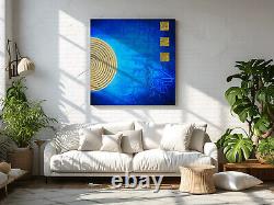 Abstract Blue Gold Canvas Print Wall Art, Stylish Home Decor Wall Hanging