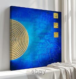 Abstract Blue Gold Canvas Print Wall Art, Stylish Home Decor Wall Hanging