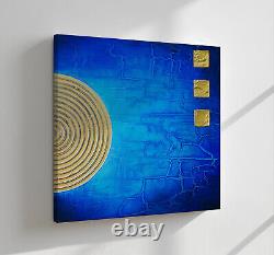 Abstract Blue Gold Canvas Print Wall Art, Stylish Home Decor Wall Hanging